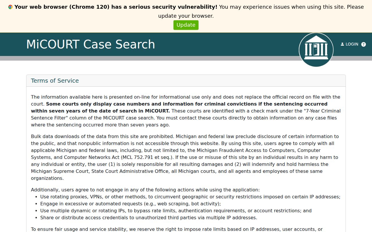 Ionia County case search 64-A District Court selection