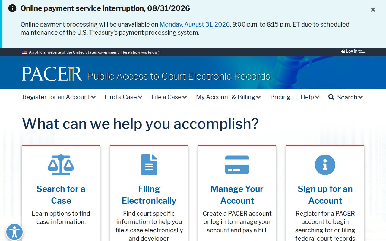 Ionia County court calendar federal PACER case search route