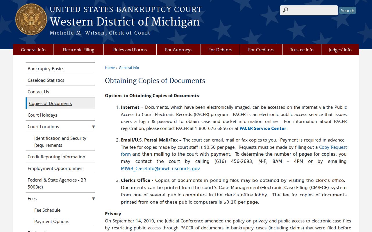 Ionia County court records distinction from federal bankruptcy copy instructions