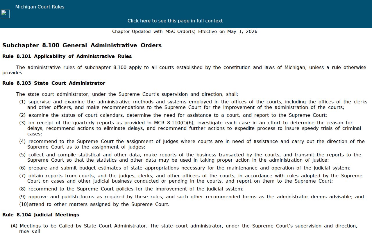 Ionia County court records MCR 8.119 public access rule